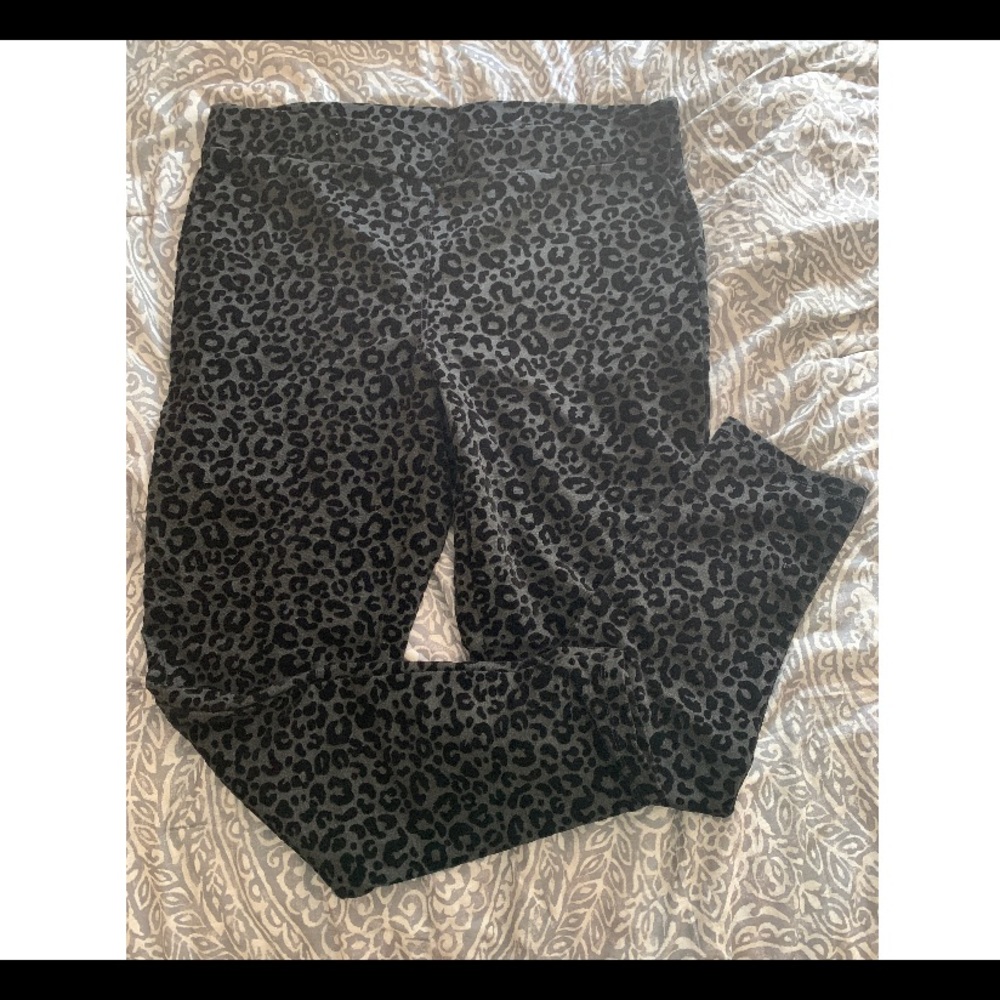 Velour cheetah print leggings.